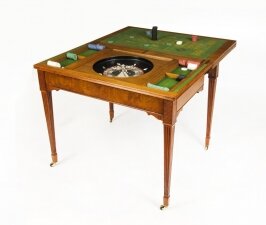 Antique Victorian Pollard Oak Games Card Roulette Table 19th C