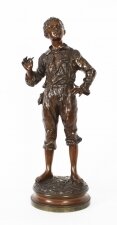 Antique 57cm Bronze Street Urchin by Charles Anfrie, 1833 1905 . Circa 1890