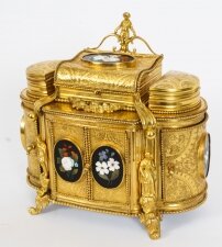 Antique Ormolu Mounted Pietra Dura Jewellery Cabinet 19th C