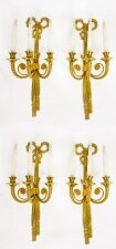 Antique Set 4 Regency Revival Ormolu Wall Lights Appliques 20th C
