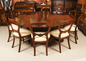 Vintage 7ft Diam Jupe Dining Table, Leaf Cabinet & 10 Chairs mid 20th C | Ref. no. A2737a | Regent Antiques