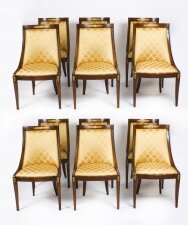 Bespoke Set of Twelve French Empire Revival Gondola Dining Chairs