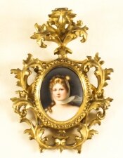 Antique Porcelain Plaque Gilt Florentine Frame 19th C