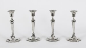 Antique Set 4 Sterling Silver Candlesticks by Hawkesworth Eyre & Co 1920