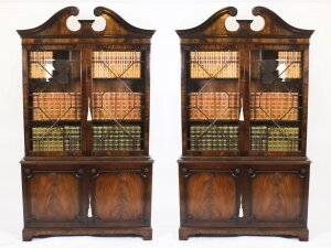 Vintage Pair English George III Revival Library Bookcases 20th C