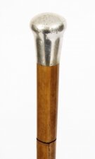 Antique English Silver & Malacca Sword Walking Stick Cane 19th Century