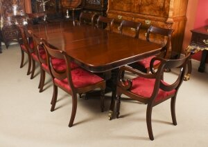 Antique Regency Dining Table C1820 & 10 Vintage Dining Chairs