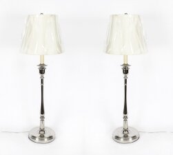 Vintage Pair Ralph Lauren Chrome Table Lamps Late 20th Century