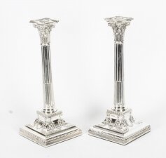 Antique Victorian Pair Neo-classical Silver Plated Candlesticks Late 19th C | Ref. no. A2879 | Regent Antiques
