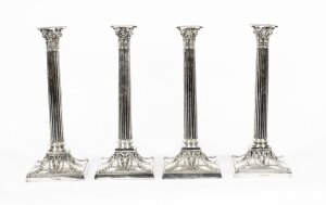 Antique Set 4 Silver Plated Candlesticks by Walker and Hall 19th C