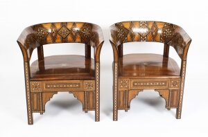 Antique Pair Syrian Parquetry Inlaid Armchairs 19th C | Ref. no. A2902 | Regent Antiques