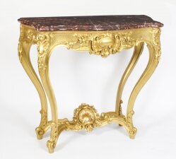 Antique Louis Revival Carved Giltwood Console Pier Table 19th C