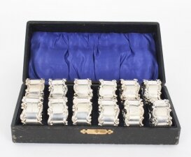 Rare Vintage Cased Set of Twelve Sterling Silver Napkin Rings  Mid 20th C | Ref. no. A2924 | Regent Antiques