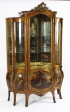 Antique Large Vernis Martin Bombe& 39 Display Cabinet 19th C