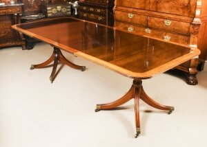 Vintage 8ft Regency Revival Twin Pillar Dining Table by William Tillman 20th C