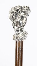 Antique Italian Cast 800 Silver Romanesque walking stick 19th C 103cmx41inch