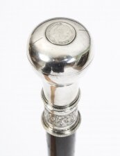 Antique Continental Silver Mounted Walking Stick Cane 19th C