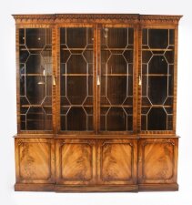 Vintage Georgian Revival Flame Mahogany Breakfront Bookcase  20th Century | Ref. no. A2973 | Regent Antiques