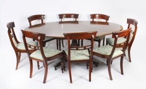 Antique Regency Revival Dining Table 8 Chairs 20th C