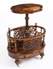 Antique Victorian Burr Walnut Canterbury & Book Rest Music Stand 19thC