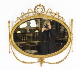 Antique Sheraton Revival Hand Carved Giltwood Oval Mirror 19th Century | Ref. no. A2997 | Regent Antiques