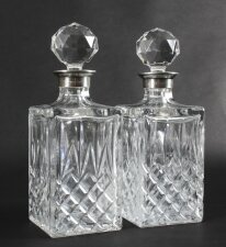 Vintage Pair of Cut Crystal Glass Liqueur Decanters Birmingham 1978 20th C