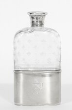 Antique Cut Crystal and Sterling Silver Hip Flask 1867 19th C