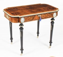 Antique French Burr Walnut Sevres & Ormolu Mounted Writing Table Desk 19th C