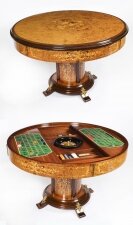Vintage Italian Burr Walnut Games Card Roulette Table Mid 20th Century