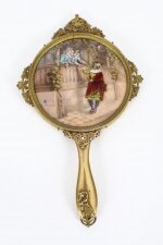 Antique French Limoges Ormolu hand mirror, signed Joseph Meissonnier 19th C