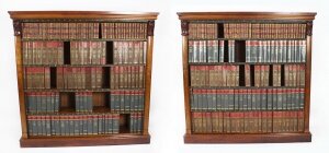 Antique Pair Victorian Mahogany Open Bookcases 19th Century