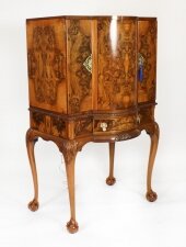 Antique Burr Walnut Cocktail Drinks Dry Bar Cabinet & Glassware C1920 | Ref. no. A3116 | Regent Antiques