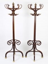 Antique Pair Victorian Thonet Bentwood Hall Umbrella Coat Stands 19th Century