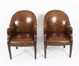 Vintage Pair English Regency Revival Leather Desk Chairs Mid 20th Century | Ref. no. A3186 | Regent Antiques