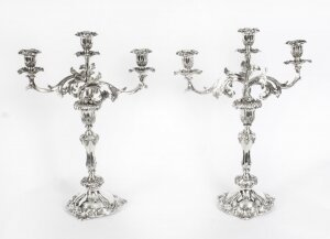 Antique Pair Regency Three Light Candelabra Creswick & Co, C1820 19th C