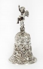 Antique Silver Plated Hand Bell Renaissance Revival 19th Century