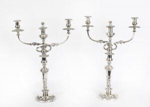 Antique Pair Regency Old Sheffield Plate Candelabra C1820 19th C