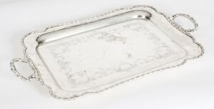 Antique English Neo classical Silver Plate tray James Deakin 19th C