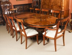 Vintage Harrods Biedermeier Dining Table & 10 dining chairs 20th