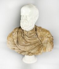 Vintage Carrara Marble Portrait Bust of Socrates mid 20th Century