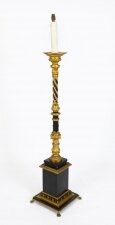 Antique Victorian Gilded & Ebonized Classical Column Standard Lamp Late 19th C