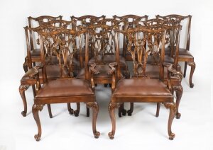 Vintage Set of 12 Mahogany Chippendale Dining Chairs Mid 20th Century | Ref. no. A3283 | Regent Antiques