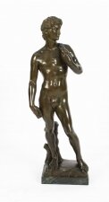 Antique Monumental Grand Tour Bronze of Michelangelo David Circa 1880