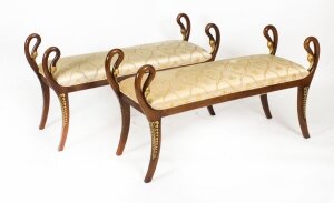 Antique Pair Empire Ottomans Parcel Gilt Window Seats Stools 19th C | Ref. no. A3310 | Regent Antiques