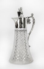 Antique Victorian Silver Plated and Cut Crystal Claret Jug 19th C