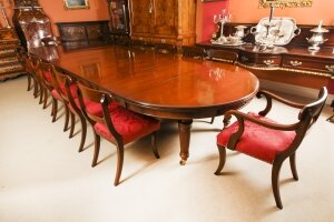 Antique 15ft Extending Dining Table by Edwards & Roberts 19th C & 16 chairs