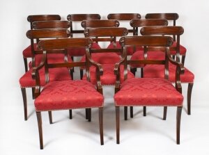 Vintage Set 12 English Regency Revival Bar Back Dining Chairs 20th C