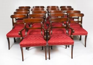 Vintage Set 18 English Regency Revival Bar Back Dining Chairs 20th C