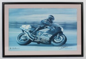 V.R.Williamson print of Ron Haslam on Norton Signed