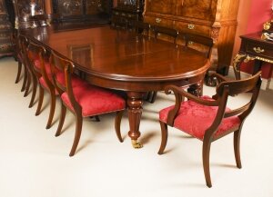 Antique 10ft Extending Dining Table 19th C &10 Dining Chairs